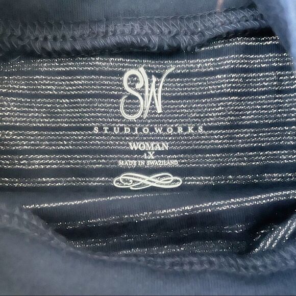 Studio Works Striped Mock Neck Turtleneck- Size 1X - Picture 4 of 5